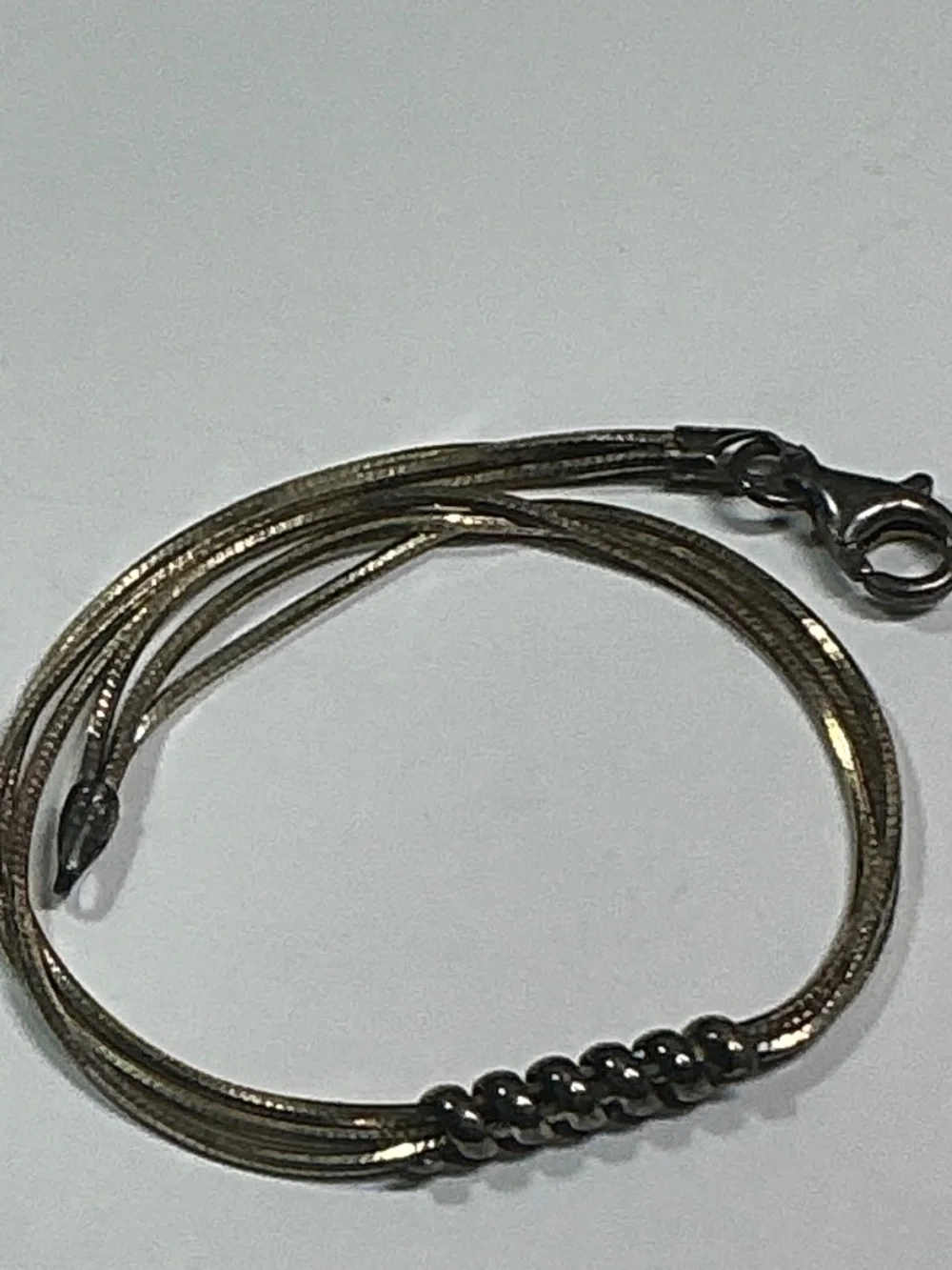 Sterling Silver Italian Triple Strand Bracelet. 7.5 inches long